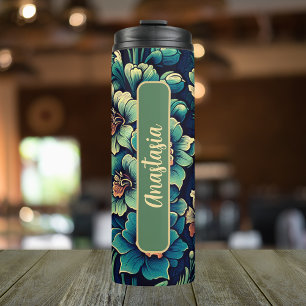 Birth Month Flower July Personalised 16 oz Thermal Tumbler
