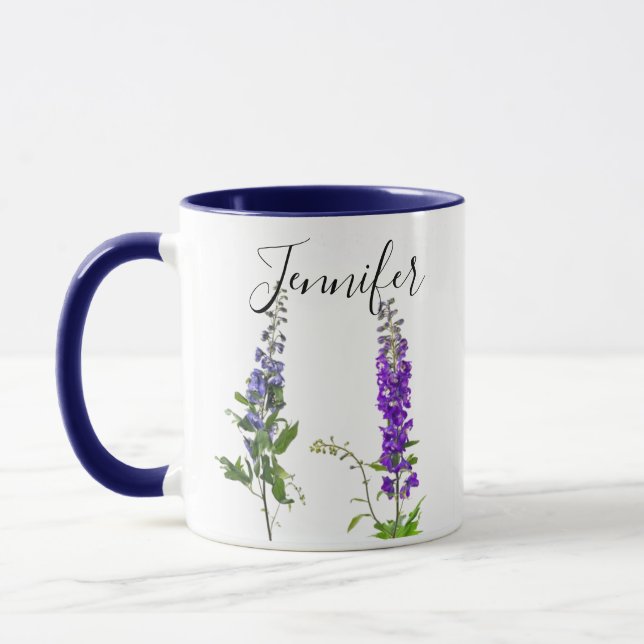 Birth month flower-July  personalised mug (Left)