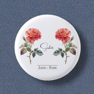 Birth Month Flower June Rose 3 Cm Round Badge