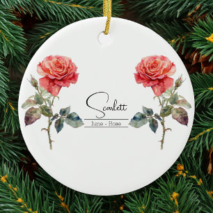 Birth Month Flower June Rose Ceramic Tree Decoration