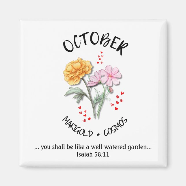 Birth Month Flower OCTOBER Christian Magnet (Front)
