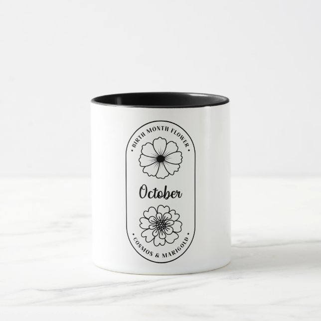Birth  Month Flower October Cosmos Marigold Mug (Center)