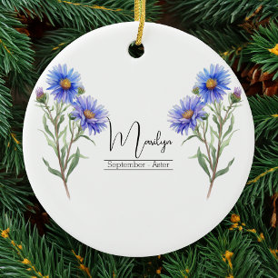 Birth Month Flower September Aster Ceramic Tree Decoration