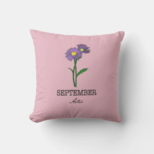 Birth Month Flower September Aster Cushion