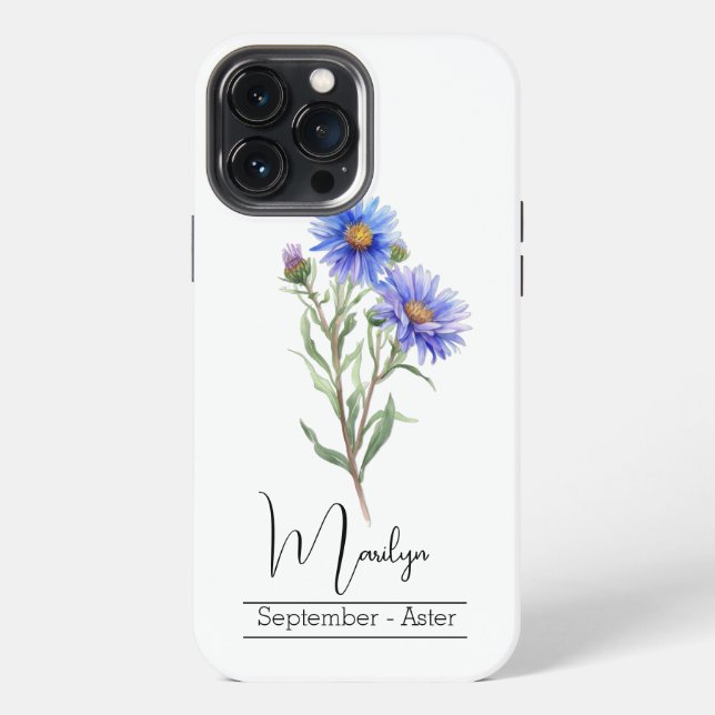 Birth Month Flower September Aster iPhone Case (Back)