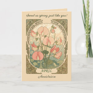 Birth Month Flower Sweet Pea Blooms Card
