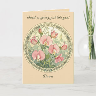 Birth Month Flower Sweet Pea Garden Card