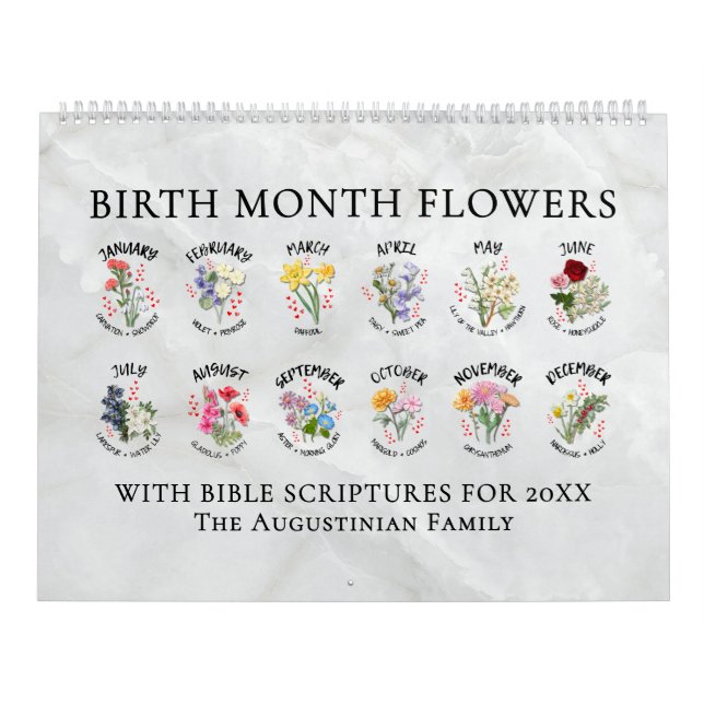 BIRTH MONTH FLOWERS 2026 Christian Calendar (Cover)