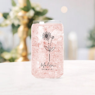  Birth Month Flowers April Daisy Bridesmaid Name Can Glass