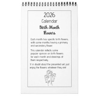 Birth Month Flowers Calendar