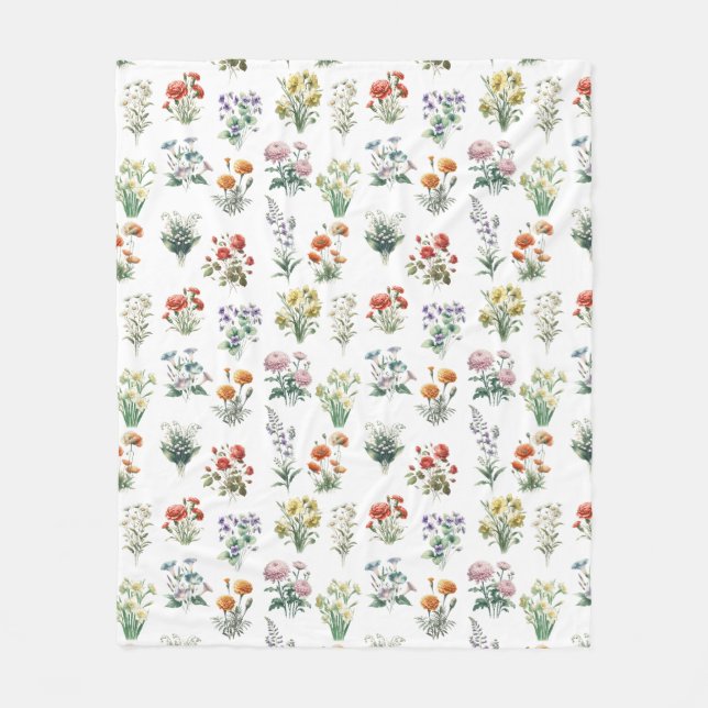 Birth Month Flowers  Fleece Blanket (Front)