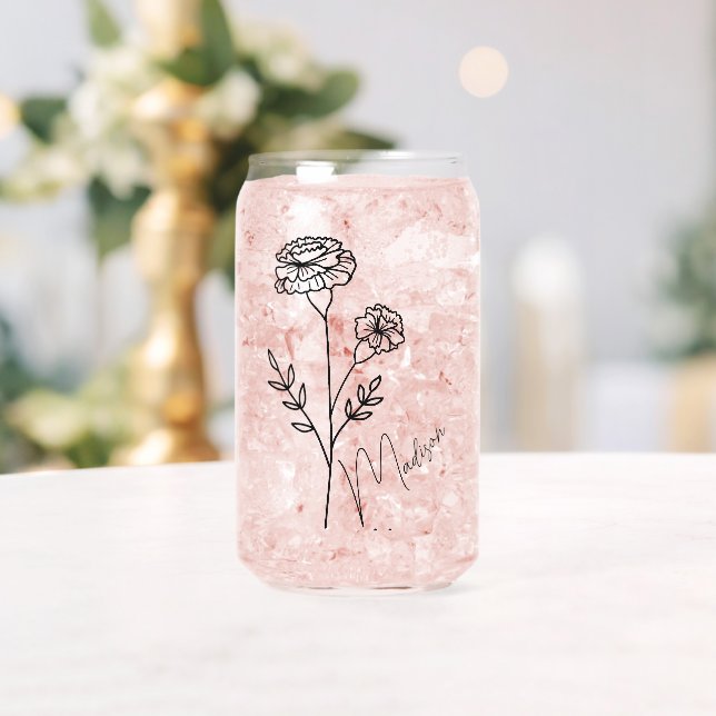  Birth Month Flowers October Marigold Bridesmaid Can Glass (Insitu (Wedding))