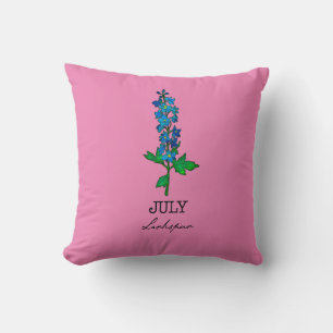 Birth Month July Larkspur Flower Cushion