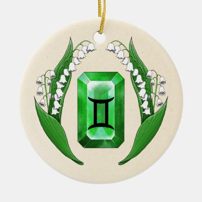 Birth Month May Gemini Ceramic Tree Decoration (Front)