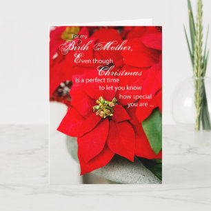 Birth Mother Christmas Poinsettia Holiday Card
