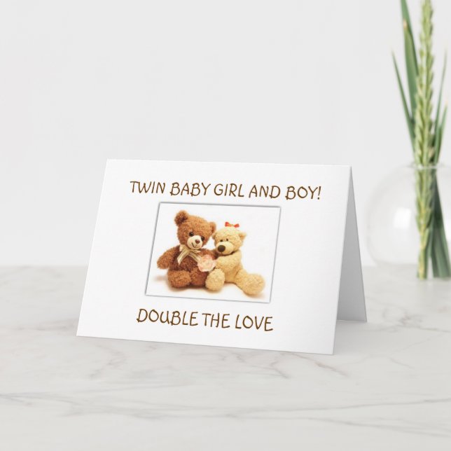 BIRTH OF **BABY GIRL AND BABY BOY** TWINS CARD (Front)