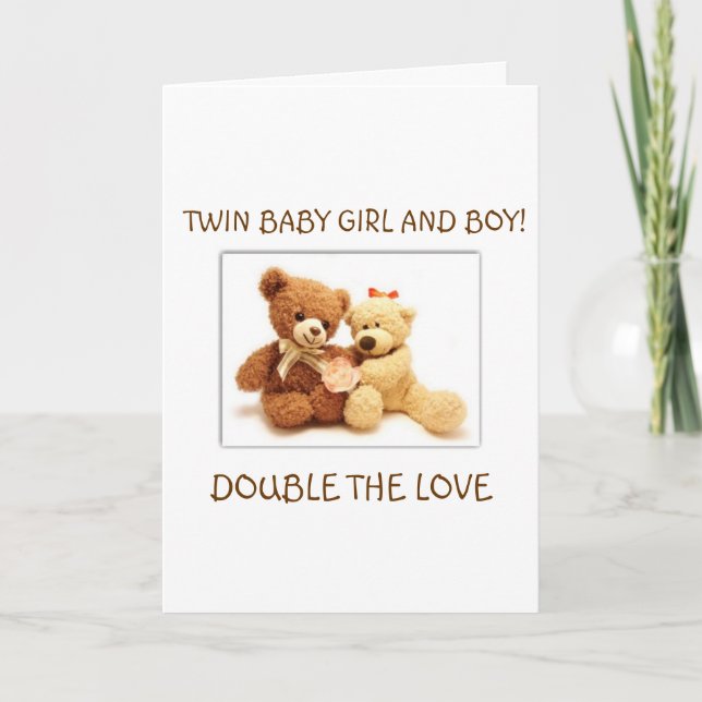 BIRTH OF BABY GIRL AND BABY BOY ***TWINS*** CARD (Front)