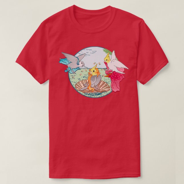 Birth Of Birb cockatiel T-Shirt (Design Front)
