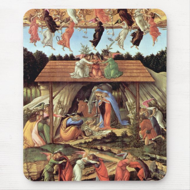 Birth of Christ by Botticelli, Christmas Nativity Mouse Mat (Front)
