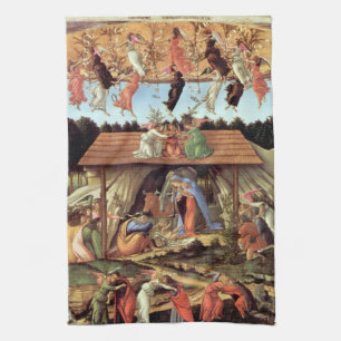 Birth of Christ, Mystical Nativity by Botticelli Tea Towel