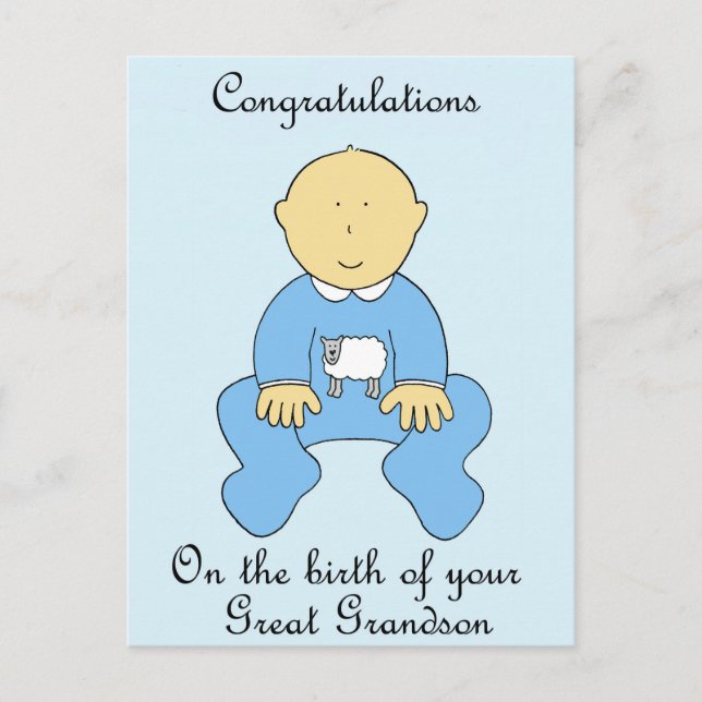 Birth of Great Grandson Congratulations Postcard (Front)
