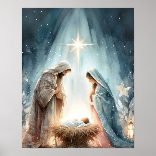 Birth of Jesus Art, Nativity Painting, Star of Bet Poster (Front)