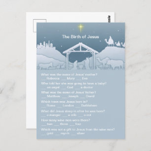 Birth of Jesus Fun Christmas Trivia Postcard