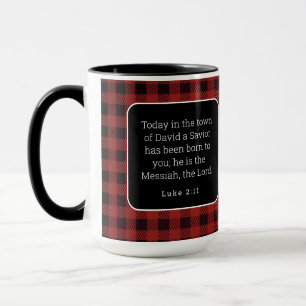 Birth of Jesus Red Gingham Acrylic Ornament Mug