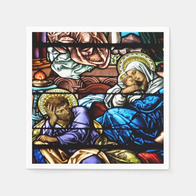 Birth of Jesus Stained Glass Window Napkin (Front)
