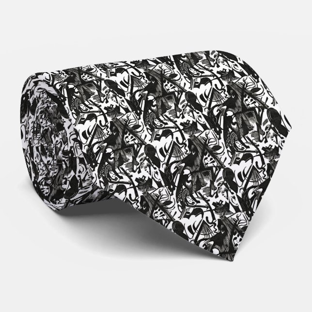 Birth of the Wolves Art Pattern Neck Tie (Rolled)