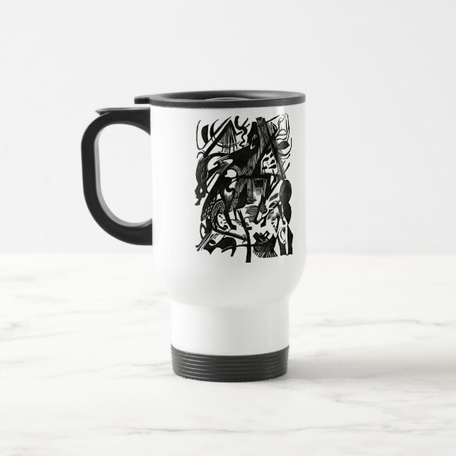 Birth of the Wolves Retro Art Travel Mug (Left)