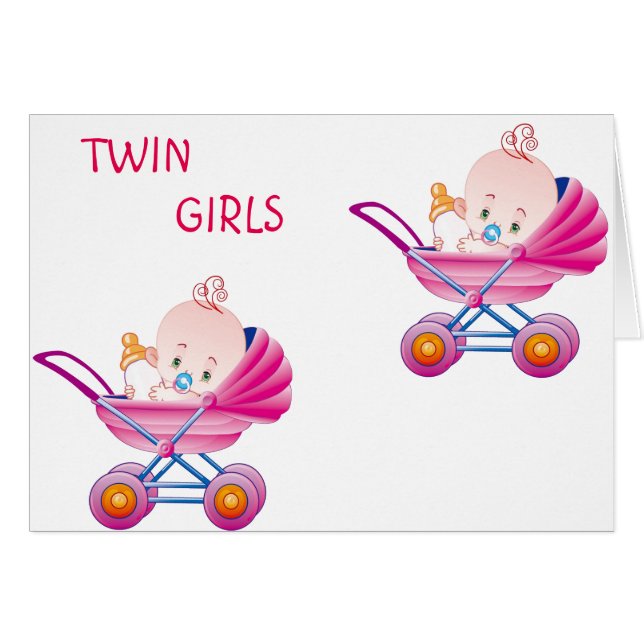 BIRTH OF ***TWIN GIRLS*** IN TWIN PINK BUGGIES (Front Horizontal)