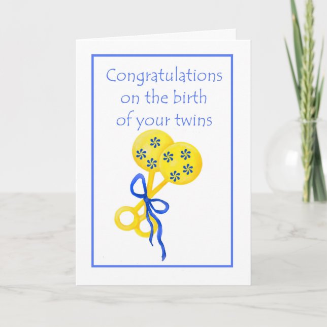 Birth of Twins Congratulations Card (Front)