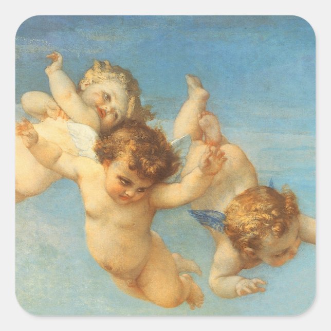 Birth of Venus, Angels detail by Alexandre Cabanel Square Sticker (Front)