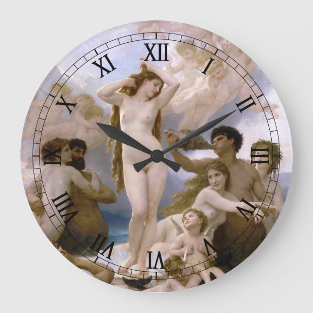 Birth of Venus by William-Adolphe Bouguereau Large Clock (Front)
