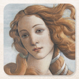 Birth of Venus close up by Sandro Botticelli Square Paper Coaster
