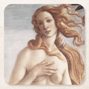 Birth of Venus in detail by Sandro Botticelli Square Paper Coaster