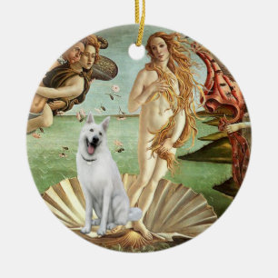 Birth of Venus-White German Shepherd Ceramic Tree Decoration