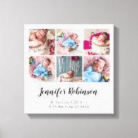 Birth Stat Photo Collage White