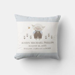Birth Stats Baby Nursery Throw Pillow