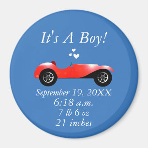 Birth stats Classic Car Gifts Sweet red Retro Car Magnet
