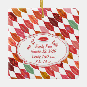 Birth Stats Hipster Baby Girl Retro Lil Lady Ceramic Tree Decoration