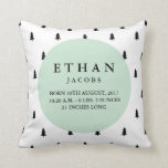 Birth Stats Modern Woodland Nursery Pillow<br><div class="desc">This pillow can be customised or personalised to include your child's birth stats and features a modern colours and a simple woodland forest tree pattern.</div>