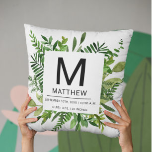 Birth Stats Newborn Baby Throw Pillow