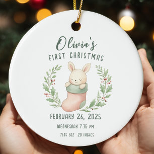 Birth Stats Personalised Baby First Christmas Ceramic Tree Decoration