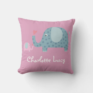Birth Stats Personalised Polka Dot Elephants Cushion