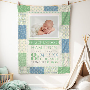 Birth Stats Photo Baby Fleece Blanket