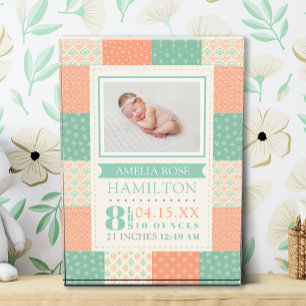 Birth Stats Photo Baby Glass Photo Block