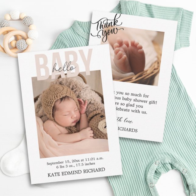 Birth Stats Photos Handwritten Baby Shower Announcement (Creator Uploaded)