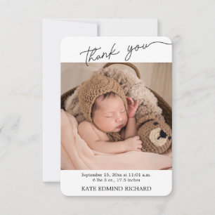 Birth Stats Photos Handwritten Baby Shower Thank Card